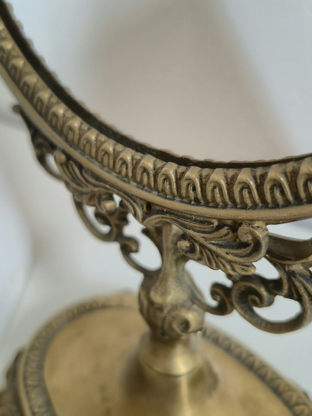 Vintage Brass Tabletop Vanity Mirror / Swivel Makeup Mirror - Picture 10 of 14